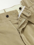 Purdey - Tapered Pleated Cotton-Corduroy Trousers - Neutrals
