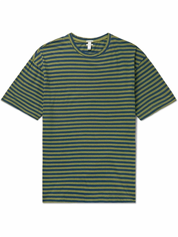 Photo: Massimo Alba - Nevis Striped Cotton and Linen-Blend Jersey T-Shirt - Green