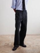 Auralee - Straight-Leg Pleated Cotton Chinos - Black