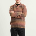 Palmes Men's Alpaca Long Sleeve Knit Polo in Brown