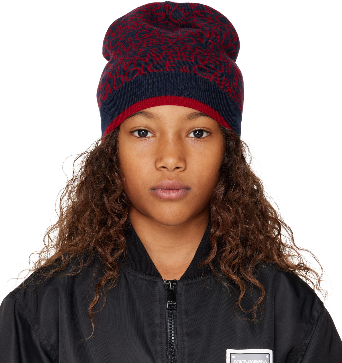 Dolce & Gabbana Logo Knit Jacquard Beanie DOLCE & GABBANA DG Logo Crown Cashmere Hat Beanie Burgundy  main image 4