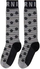 Marni Gray & Black Flower Jacquard Socks