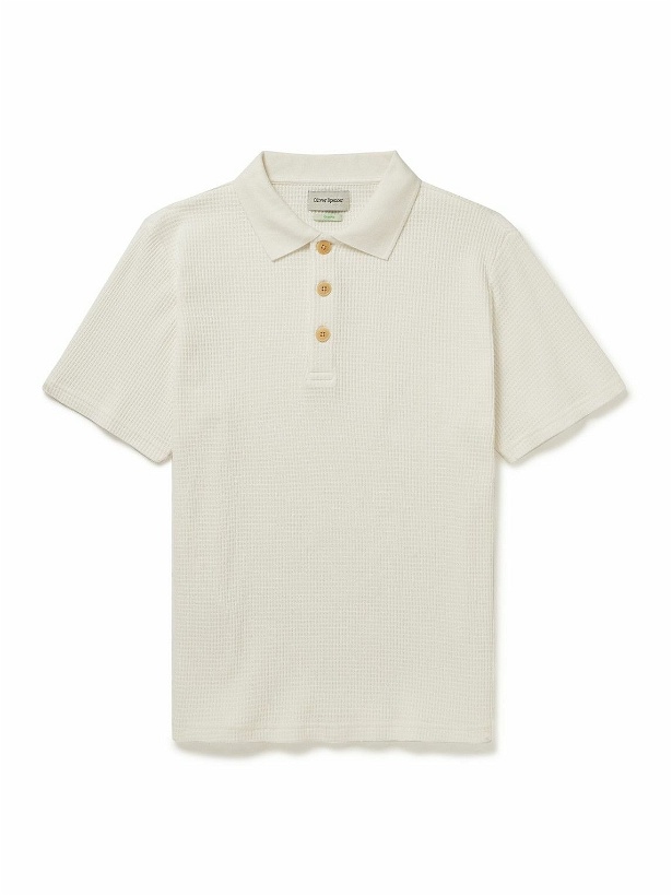 Photo: Oliver Spencer - Tabley Waffle-Knit Stretch Organic Cotton Polo Shirt - Neutrals