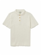 Oliver Spencer - Tabley Waffle-Knit Stretch Organic Cotton Polo Shirt - Neutrals