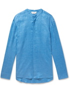 Gabriela Hearst - Ollie Grandad-Collar Linen Shirt - Blue