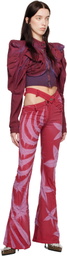 Masha Popova SSENSE Exclusive Red Scrapyard Draped Denim Jacket