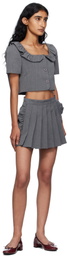 Pushbutton Gray Pleated Apron Shorts