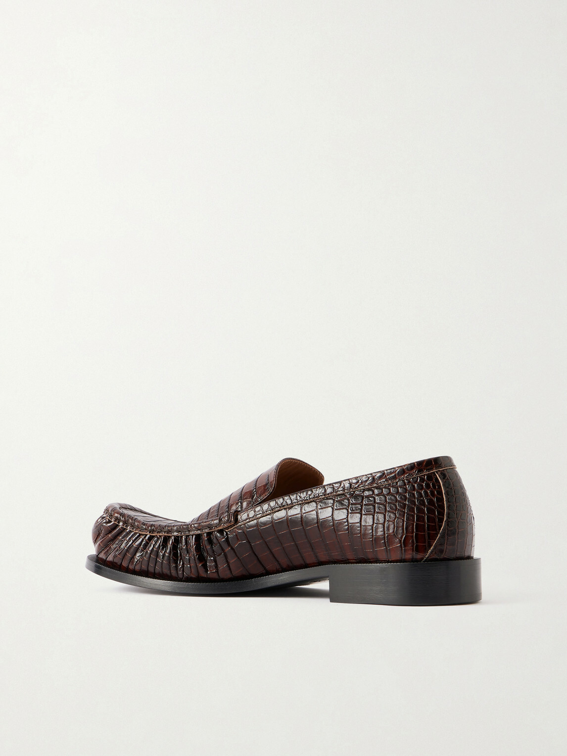 Dries Van Noten - Croc-Effect Leather Loafers - Brown