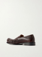 Dries Van Noten - Croc-Effect Leather Loafers - Brown