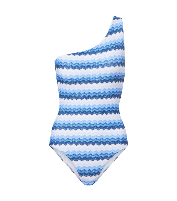 Photo: Melissa Odabash Madrid chevron one-shoulder swimsuit