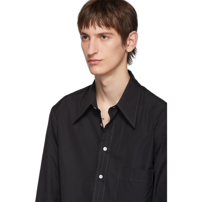 Lemaire Black Poplin Large Collar Shirt Lemaire