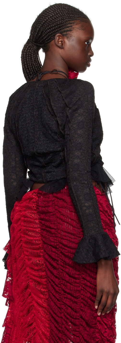 Ester Manas Black Ruffled Cardigan