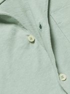 Frescobol Carioca - Angelo Camp-Collar Cotton and Linen-Blend Jersey Shirt - Green