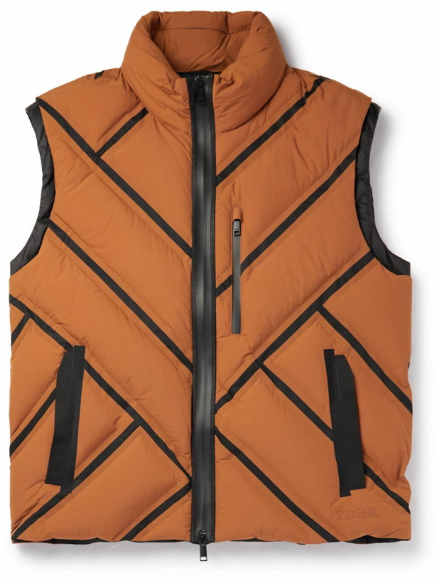 Photo: Zegna - Panelled Quilted Shell Down Gilet - Orange