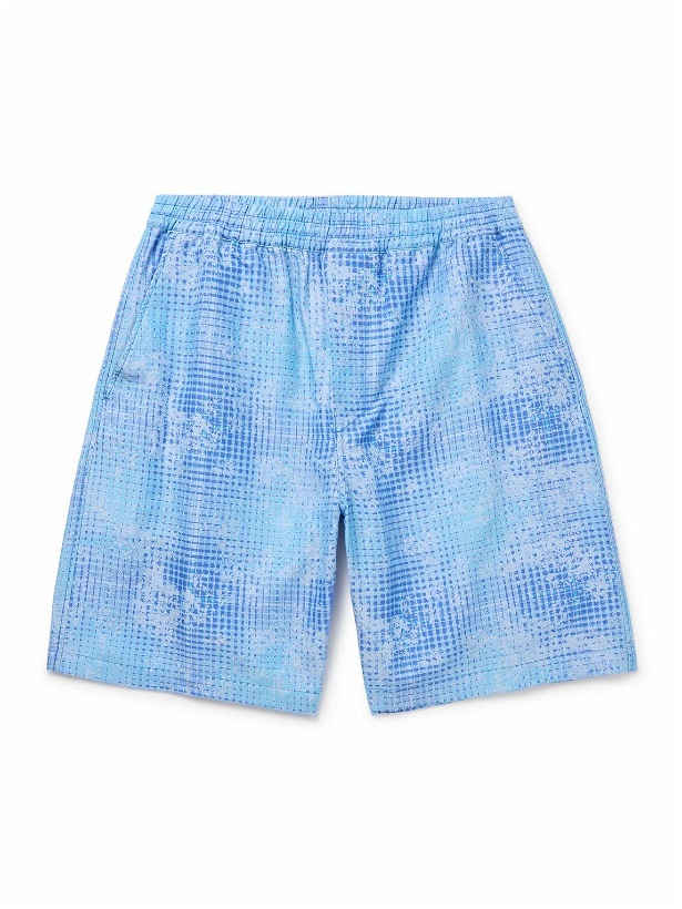 Photo: CDLP - Wide-Leg Printed TENCEL™ Lyocell and Linen-Blend Bermuda Shorts - Blue