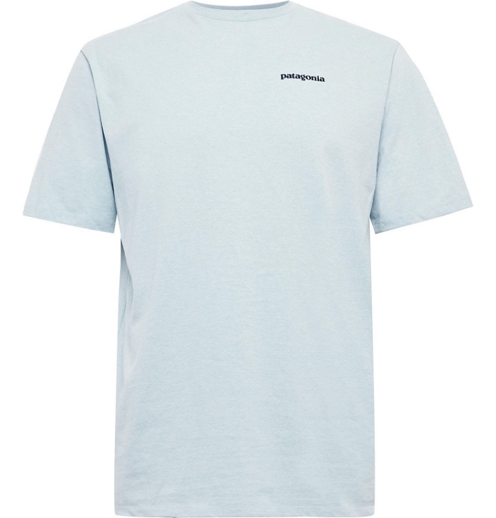 Photo: Patagonia - P-6 Logo Responsibili-Tee Printed Recycled Cotton-Blend Jersey T-Shirt - Blue