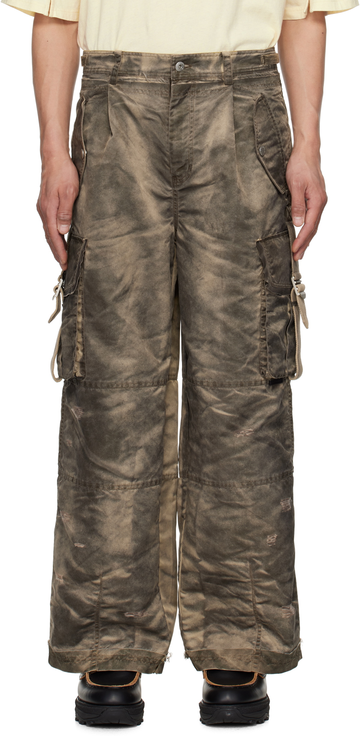 Feng Chen Wang Gray Sandwashed Cargo Pants