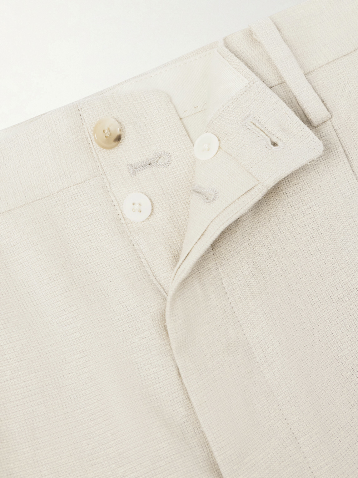 Kaptain Sunshine - Straight-Leg Linen and Silk-Blend Trousers - Neutrals