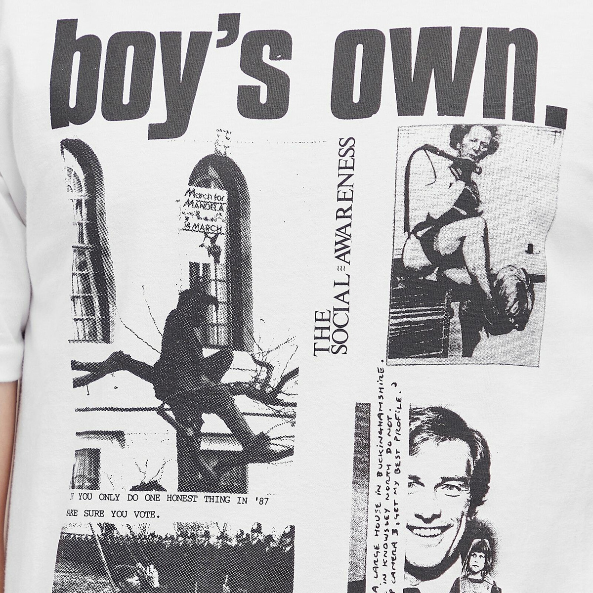 Boys Own Men's The Social Awareness Front Print T Shirt in White