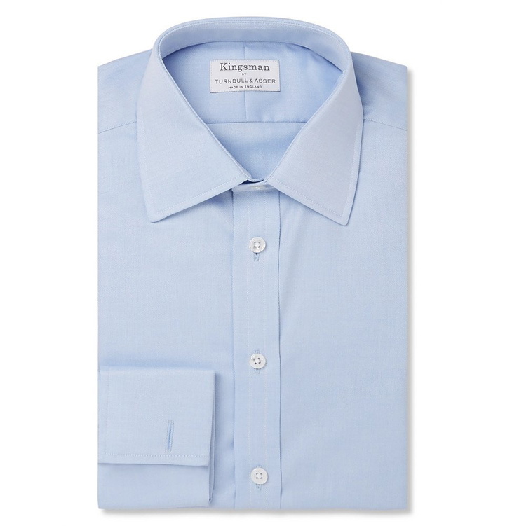 Photo: Kingsman - Turnbull & Asser Blue Double-Cuff Cotton-Twill Shirt - Blue