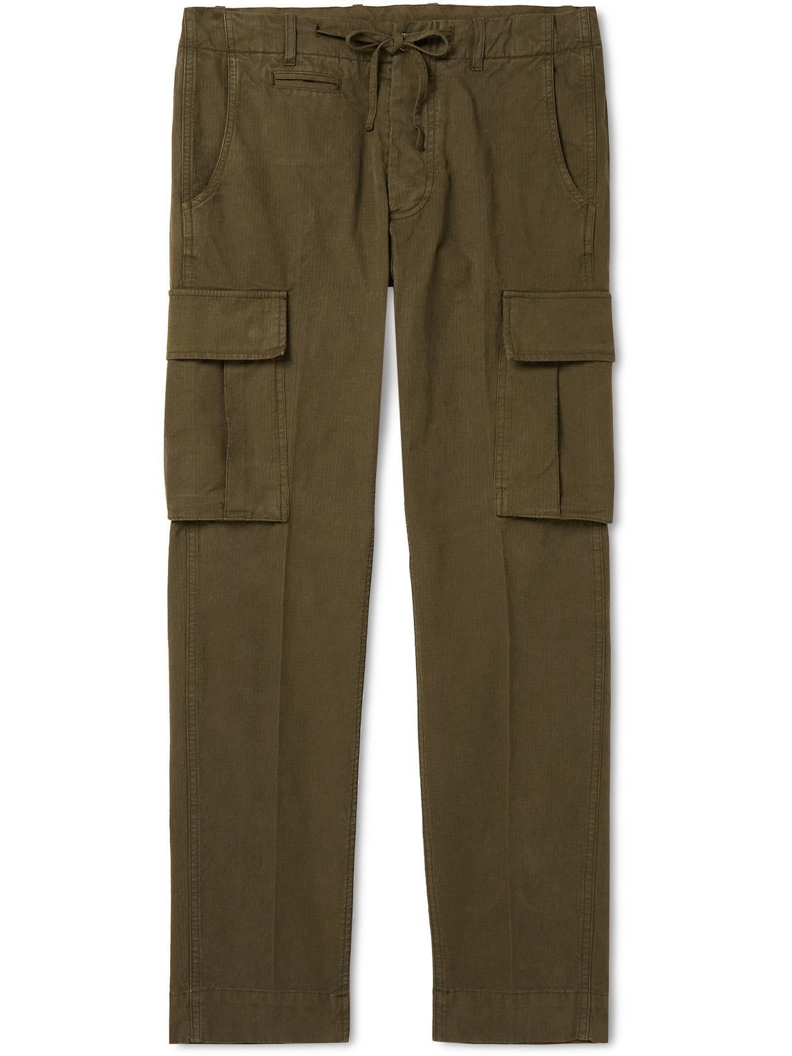 Photo: MAN 1924 - Tomi Slim-Fit Tapered Cotton-Blend Ripstop Cargo Trousers - Green