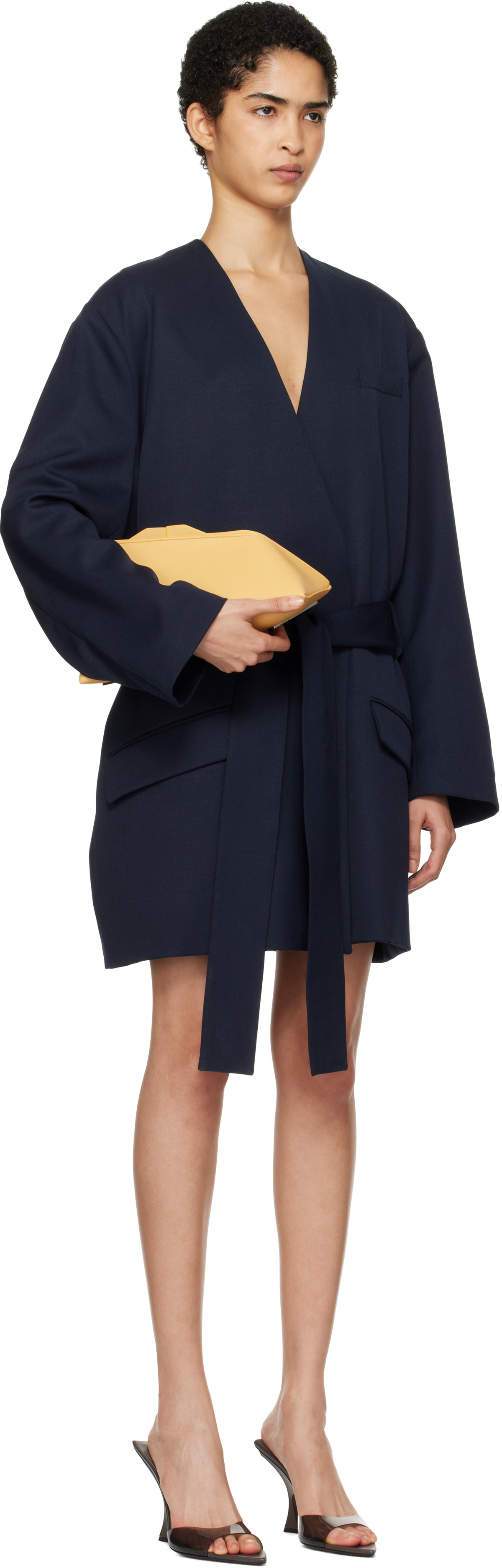 The Attico Navy Wrap Blazer