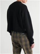 Enfants Riches Déprimés - Cropped Logo-Intarsia Merino Wool and Cashmere-Blend Sweater - Black
