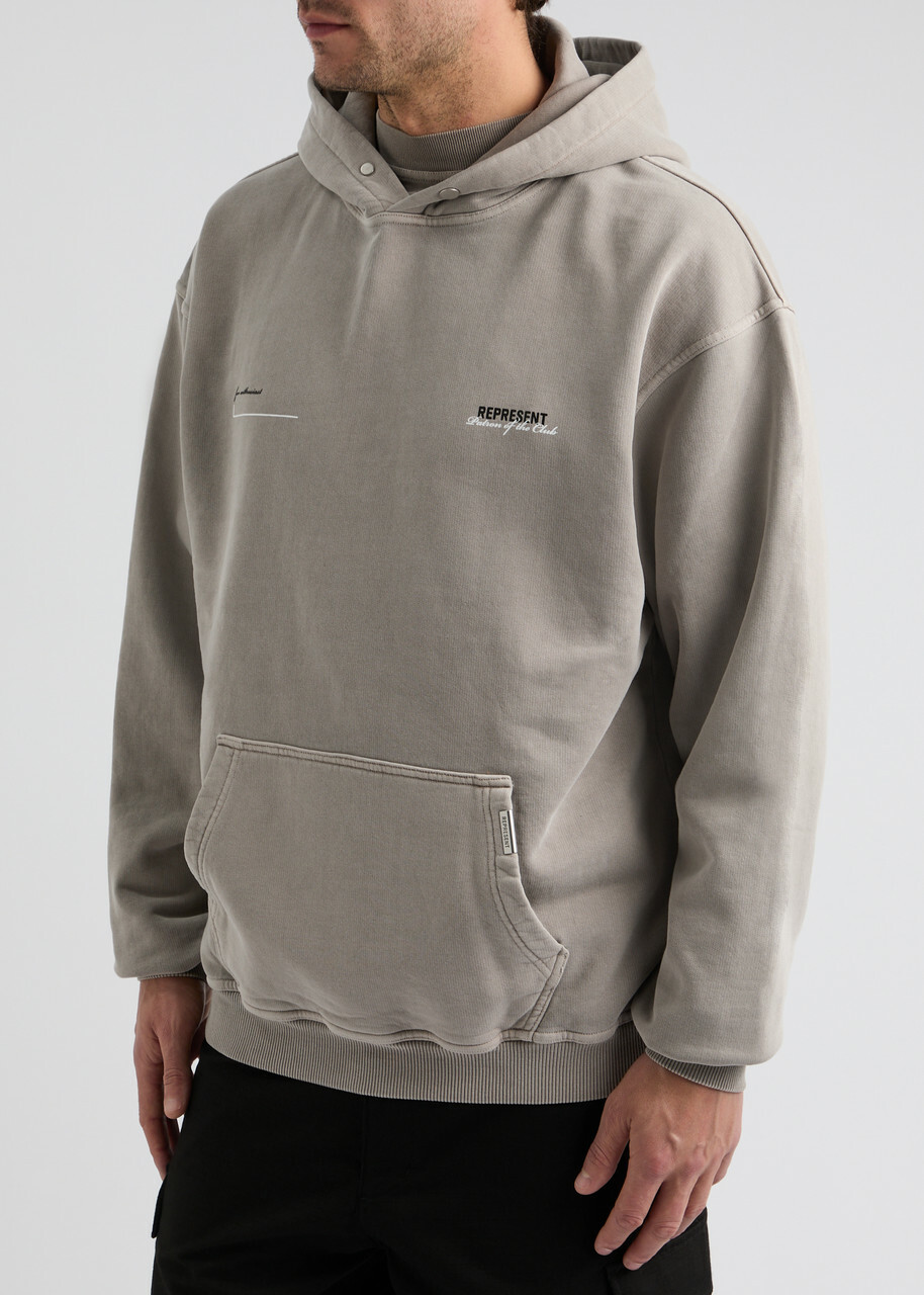 Represent Patron Of The Club Hooded Cotton Sweatshirt Grey Represent