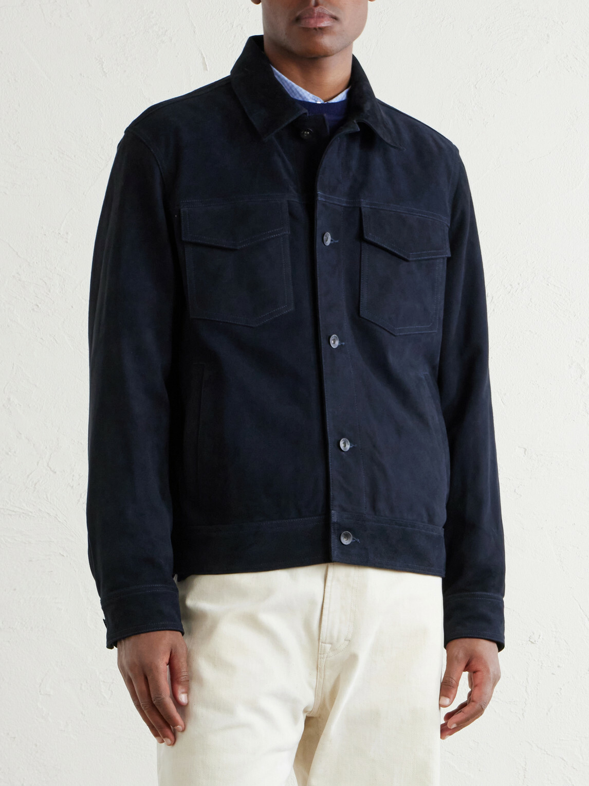 Rag & Bone - Suede Trucker Jacket - Blue