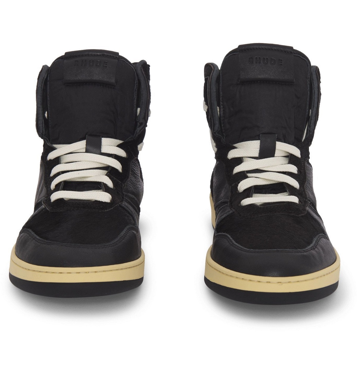 Photo: Rhude - Rhecess Suede and Leather High-Top Sneakers - Black