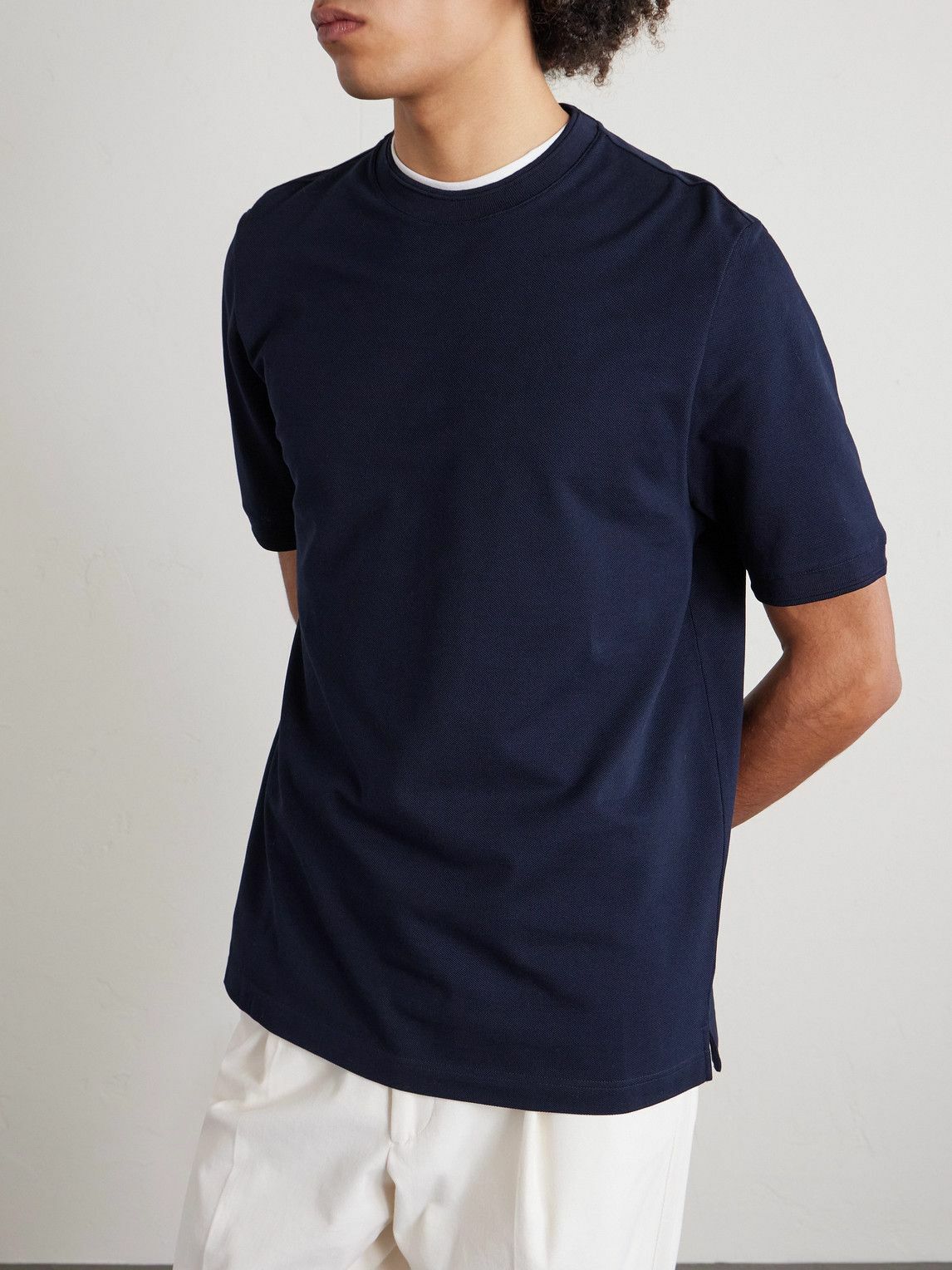 Canali - Cotton-Piqué T-Shirt - Blue