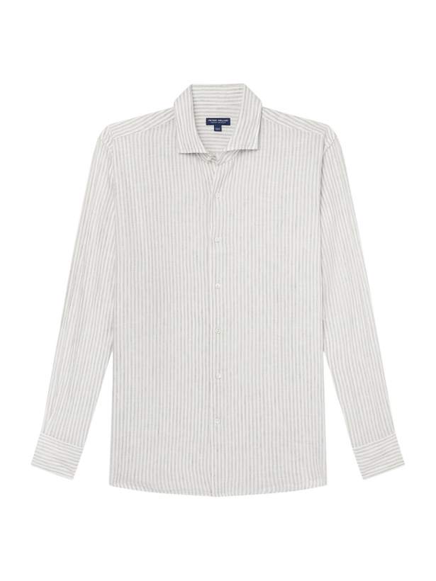 Photo: Peter Millar - Astino Lino Striped Cotton Shirt - White