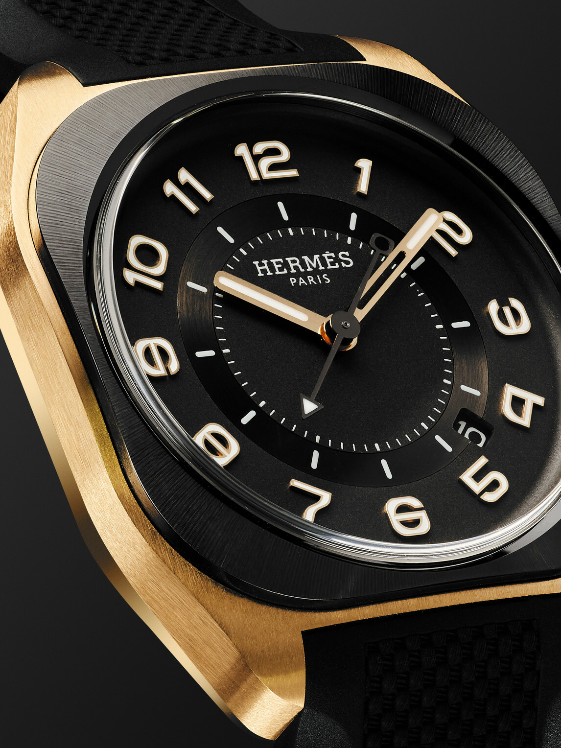 Hermès Timepieces - H08 Automatic 39mm DLC-Coated Titanium, Rose Gold and Rubber Watch, Ref. No. 060124WW00