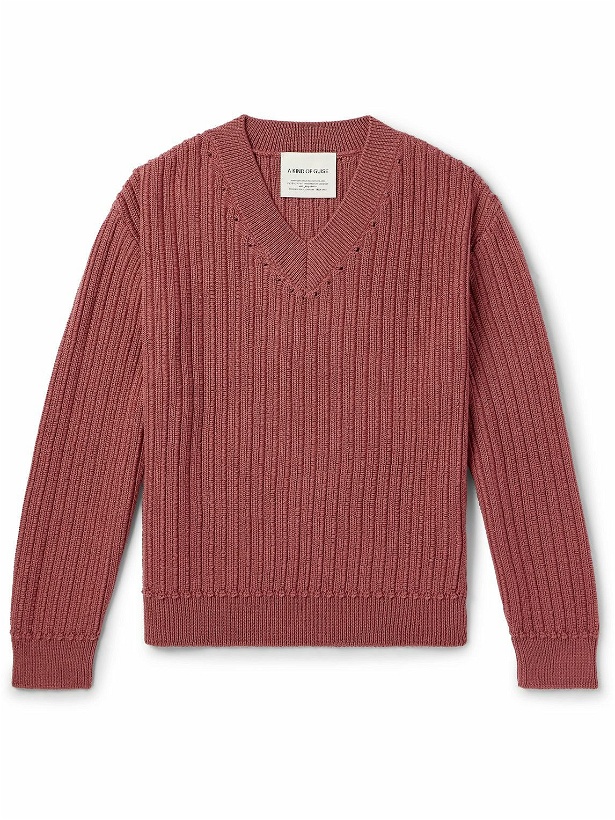 Photo: A Kind Of Guise - Saimir Ribbed Merino Wool and Silk-Blend Sweater - Purple