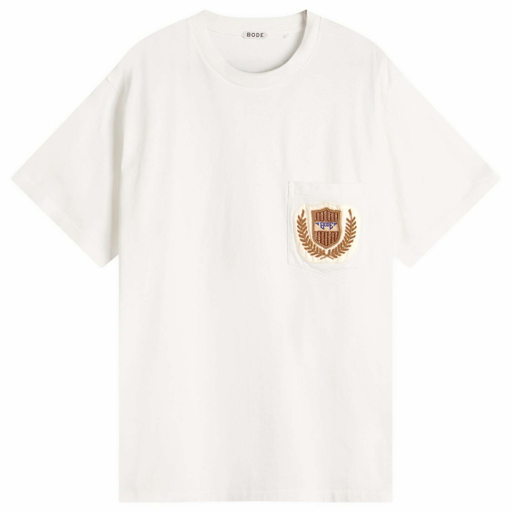 Photo: BODE Men's Sportsman Patch Pocket T-Shirt in Cream