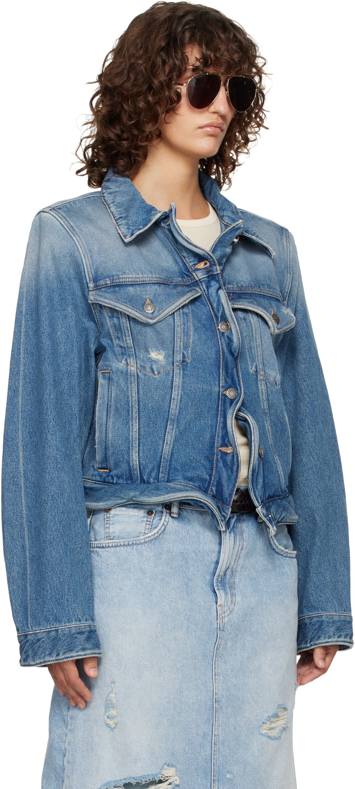 Acne Studios Blue Wavy Denim Jacket