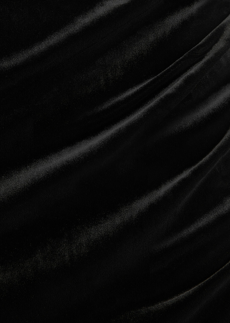 Norma Kamali Halterneck Ruched Velvet Maxi Dress Black