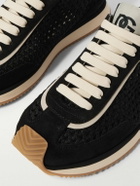 Dolce&Gabbana - DG Cushion Suede and Leather-Trimmed Crocheted Sneakers - Black