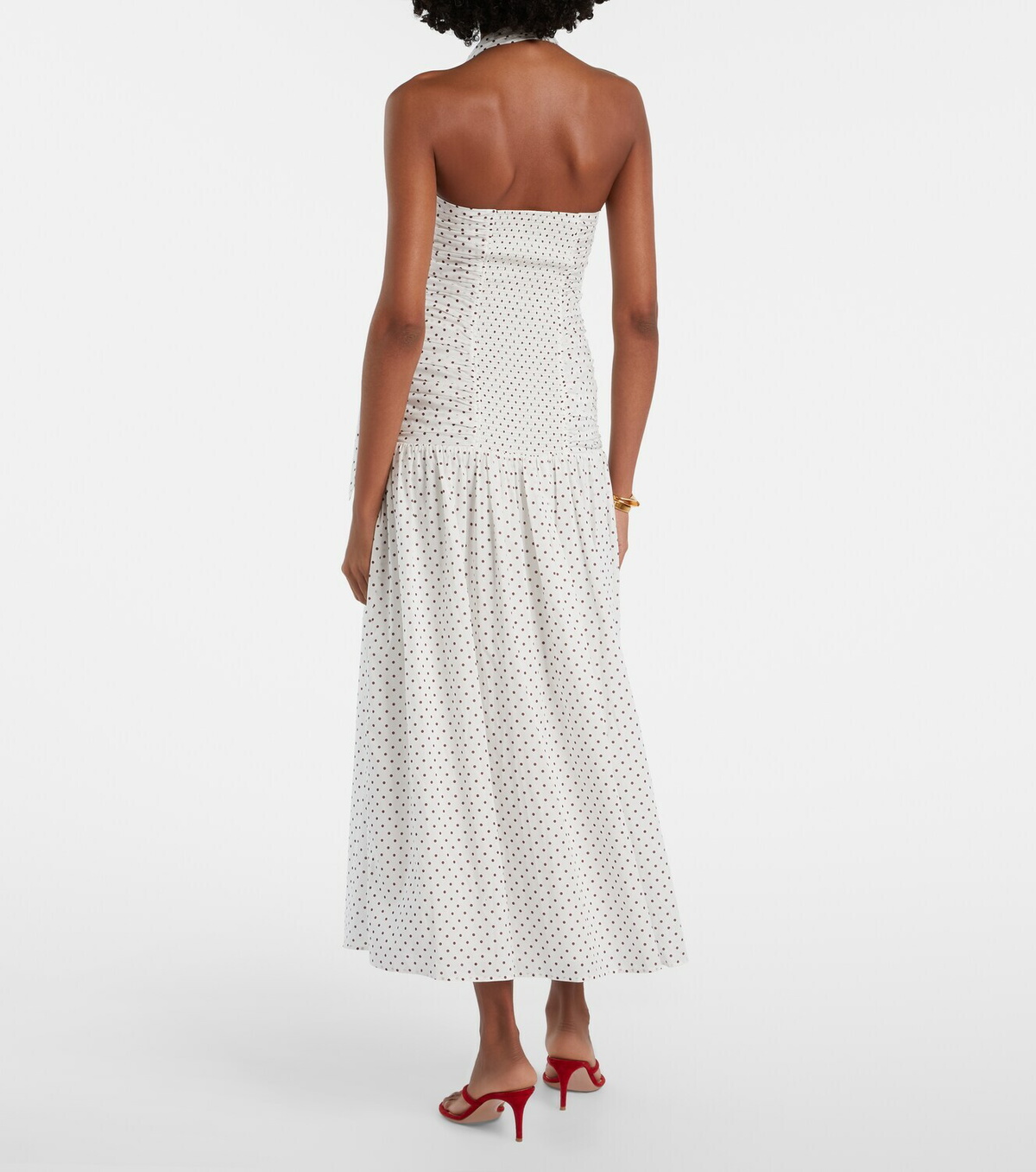 Posse Edie polka-dot halterneck midi dress