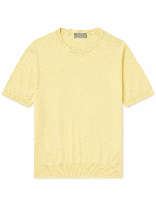 Photo: Canali - Cotton and Silk-Blend T-Shirt - Yellow