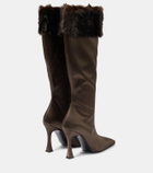 Magda Butrym Faux fur-trimmed satin knee-high boots
