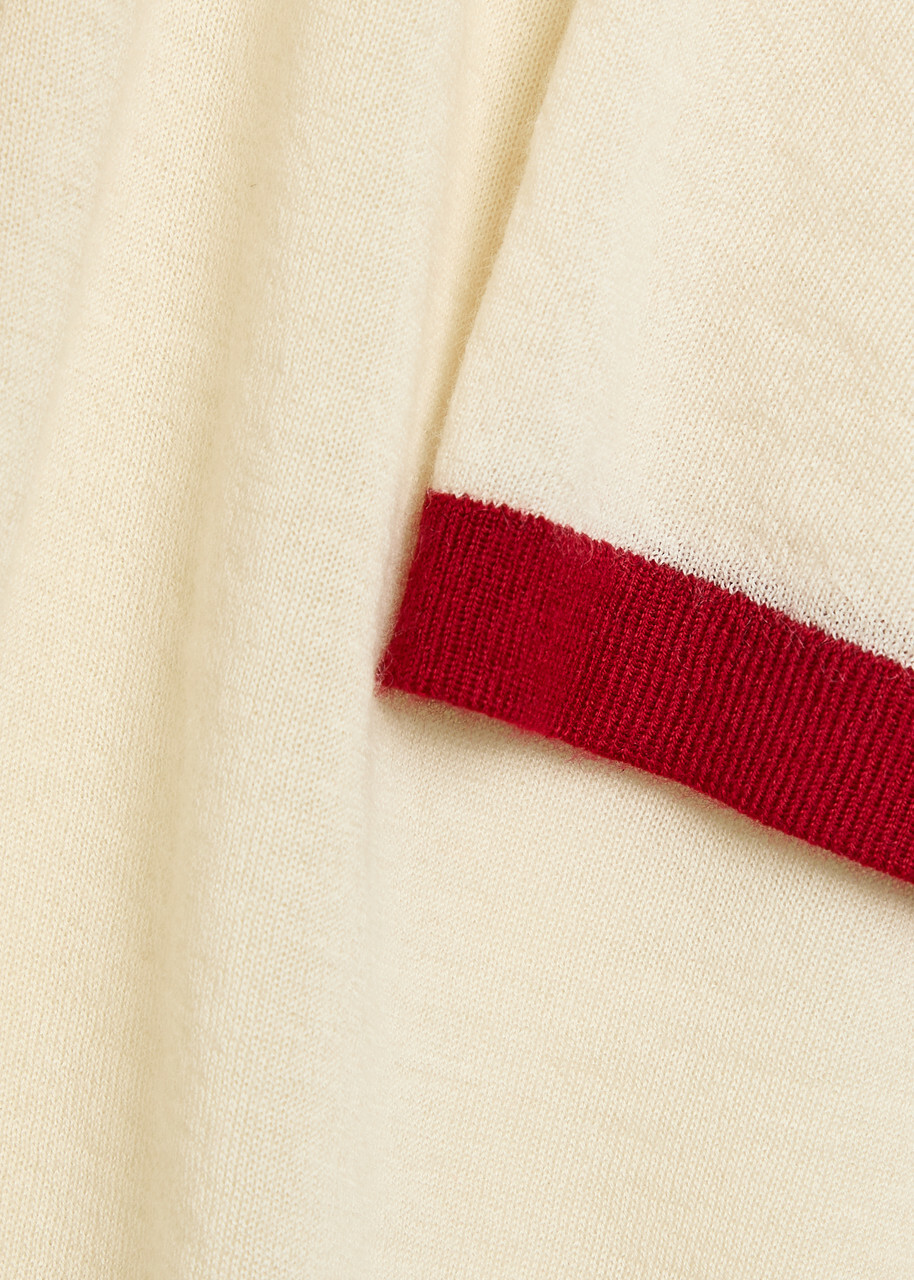 Guest In Residence Airy Ringer Contrast-trim Cashmere T-shirt Cream