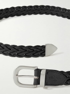 Noah - 3cm Logo-Debossed Woven Leather Belt - Black