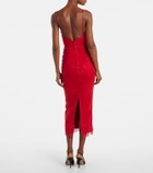 Alex Perry Lace-trimmed suede midi dress