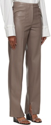 Olēnich Taupe Two-Pocket Faux-Leather Trousers