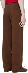 AMI Paris Brown Cotton Embossed Ami de Coeur Sweatpants