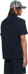 Thom Browne Navy Textured Polo