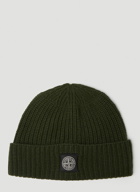 Compass Patch Beanie Hat in Dark Green