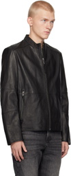 Hugo Black Slim-Fit Leather Jacket