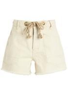 Free People Moxie Drawstring Denim Shorts Cream